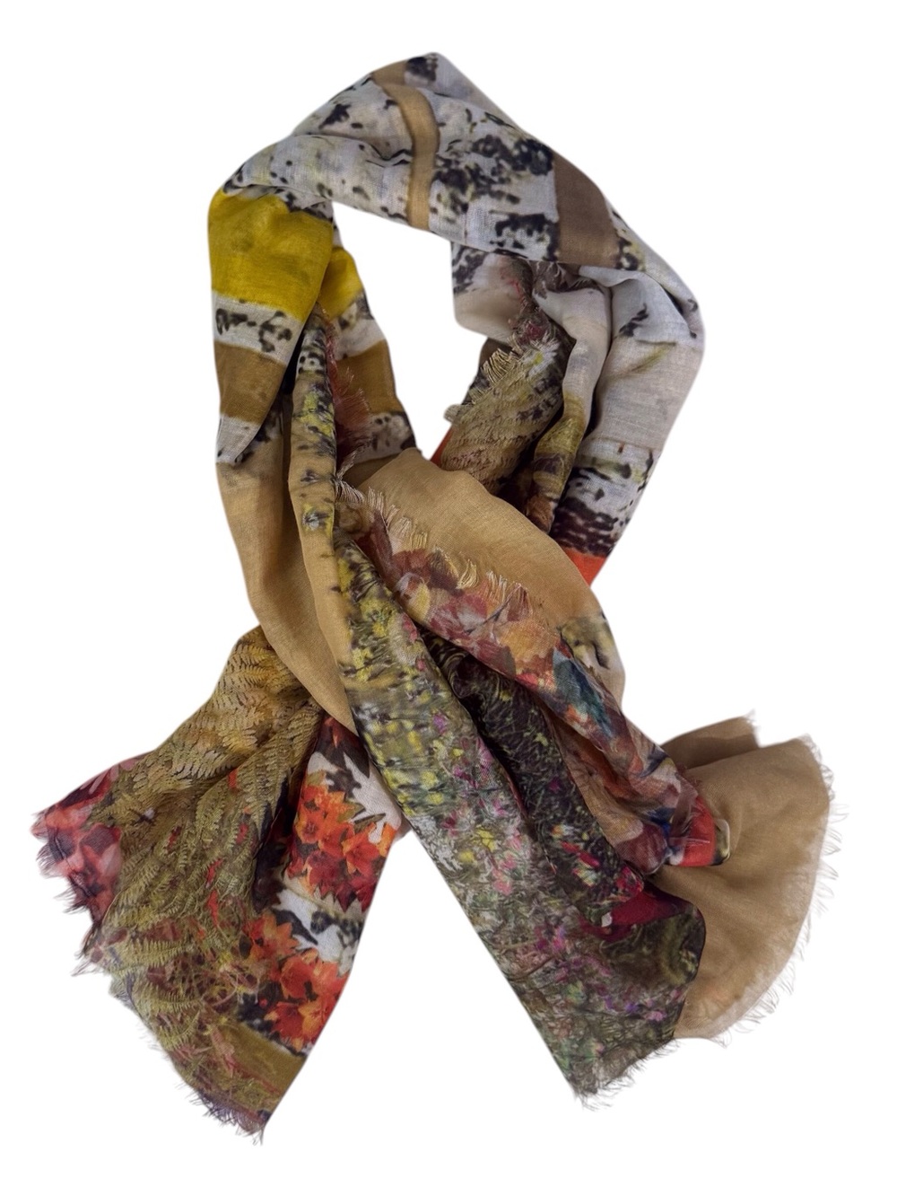 Fraas Nature Trees Leaves Scarf 47x46 Multicolor Granola Girl Peasant Hippie